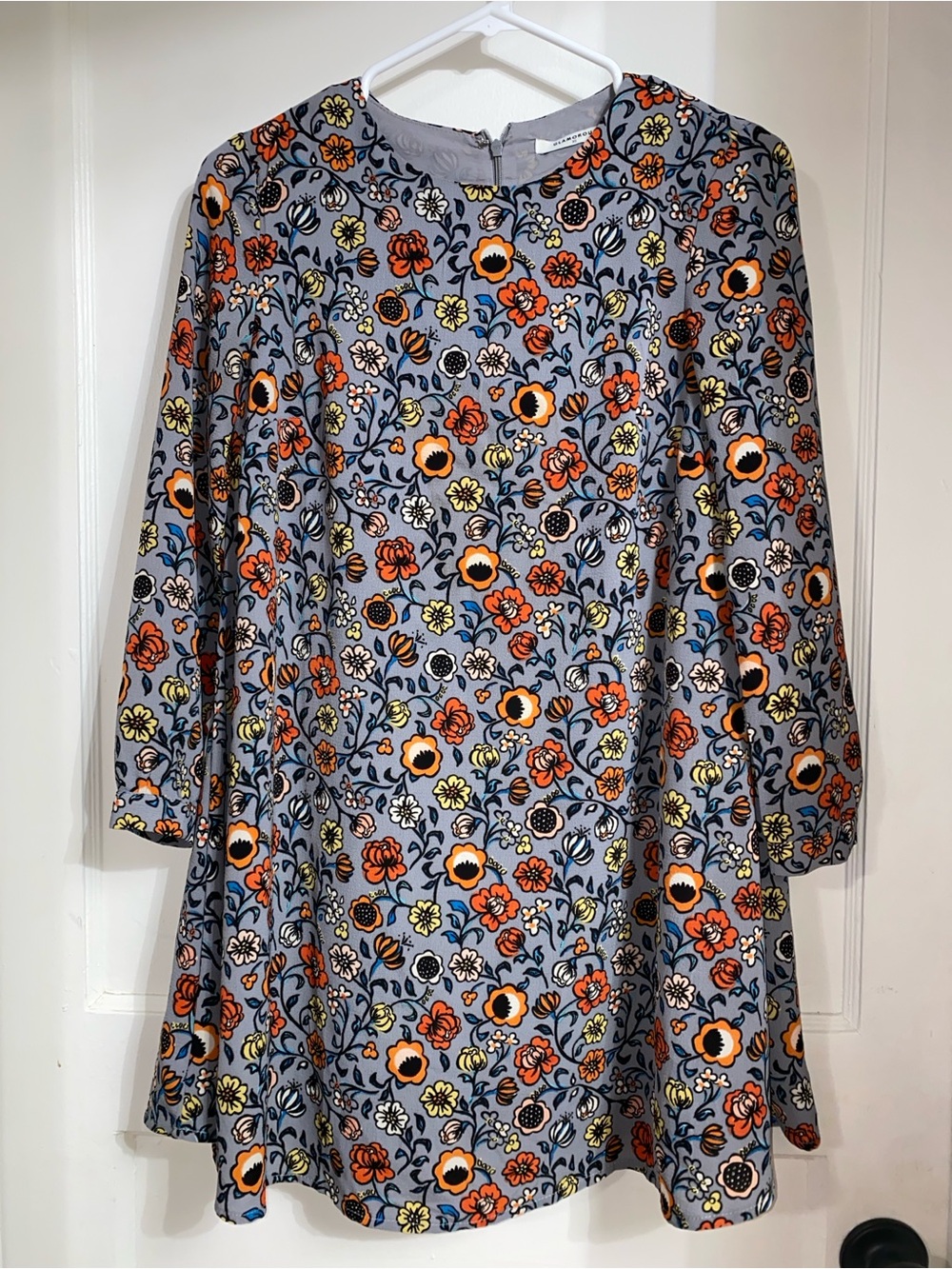 Glamorous Floral Swing Dress in Blue, Orange, Yellow, Black
